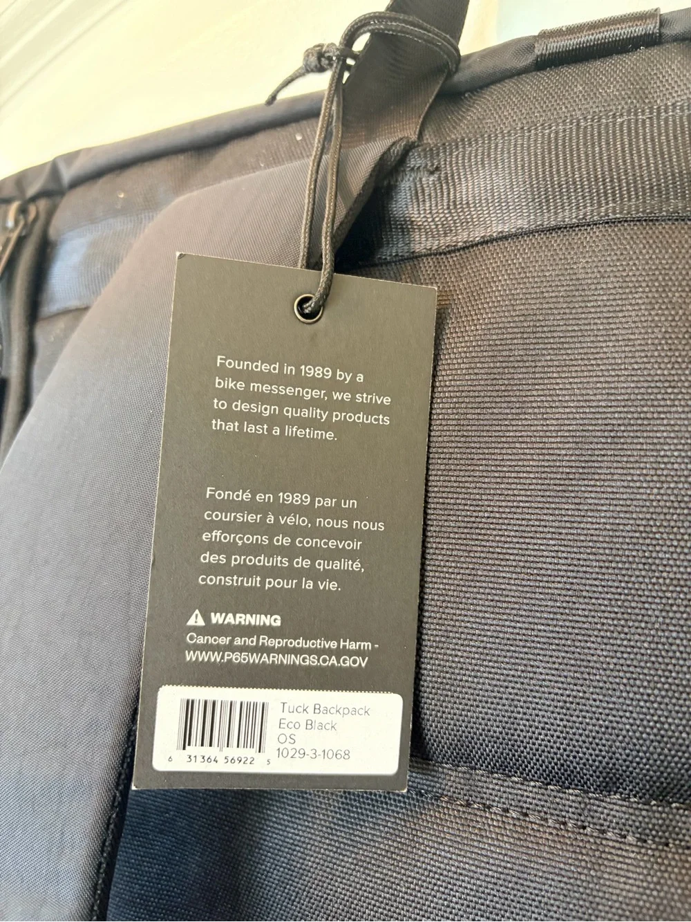 Timbuk2 Tuck Black Roll-Top Backpack New With Tags